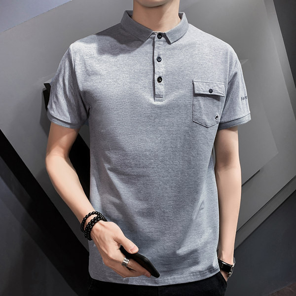 Meeste ühevärviline klassikalise krae ja taskuga pluus