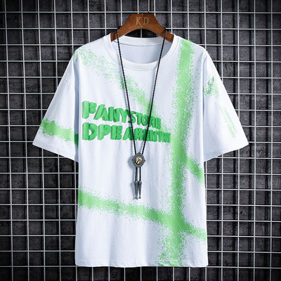 Ανδρικό μπλουζάκι με επιγραφή και απλικέ - 3/4 μανίκια