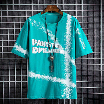 Ανδρικό μπλουζάκι με επιγραφή και απλικέ - 3/4 μανίκια