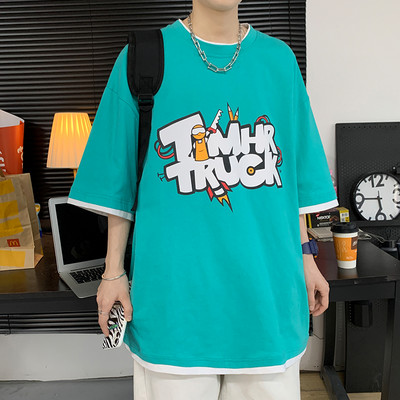 Ανδρικό φαρδιά μπλουζάκι με τύπωμα και στρογγυλή λαιμόκοψη