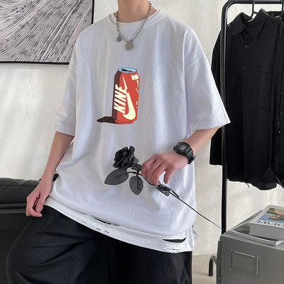 Ανδρικό μπλουζάκι με φαρδιά και κοντά μανίκια