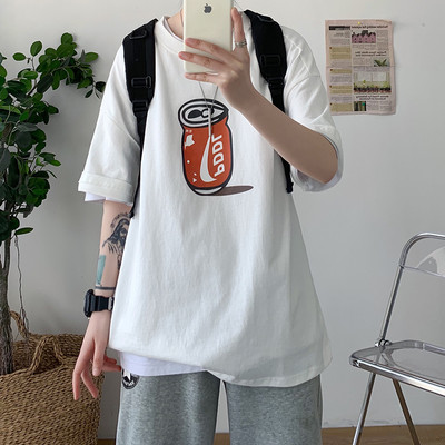 Ανδρικό μπλουζάκι με φαρδιά και κοντά μανίκια