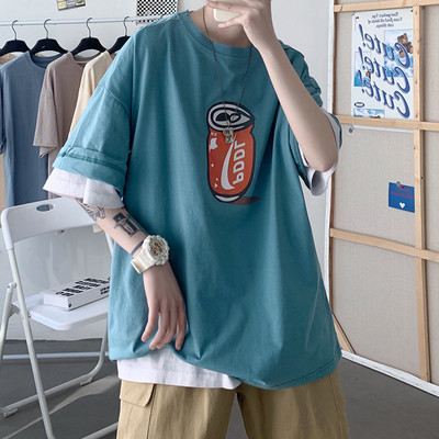 Ανδρικό μπλουζάκι με φαρδιά και κοντά μανίκια