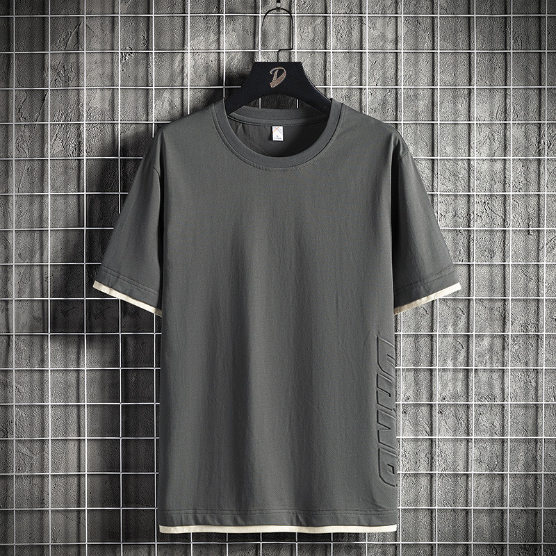 Lihtne meeste T-särk ümara kaelusega ja lühikeste varrukatega - kuni 8XL