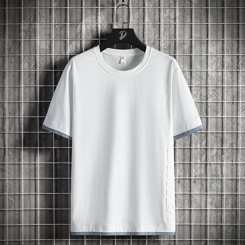 Lihtne meeste T-särk ümara kaelusega ja lühikeste varrukatega - kuni 8XL