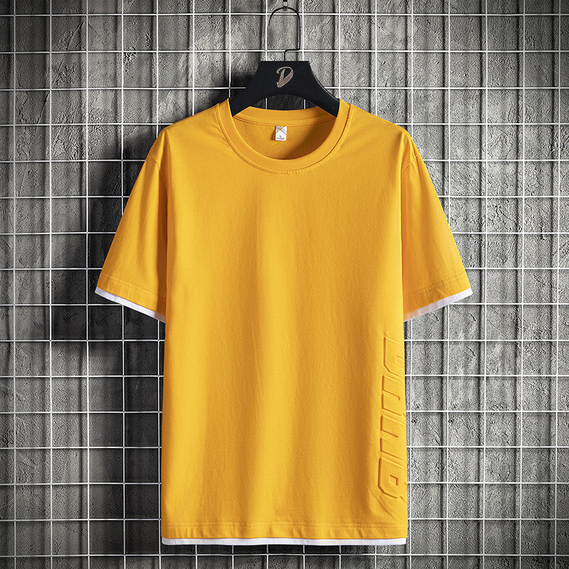 Lihtne meeste T-särk ümara kaelusega ja lühikeste varrukatega - kuni 8XL