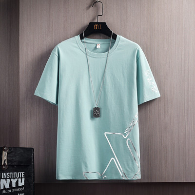 Ежедневна мъжка тениска  с овално деколте и къс ръкав