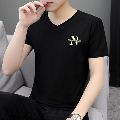 Meeste V-kaelusega T-särk. 3/4 varrukas ja kiri