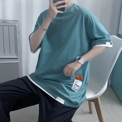 Casual φαρδύ μπλουζάκι με στρογγυλή λαιμόκοψη και 3/4 μανίκια