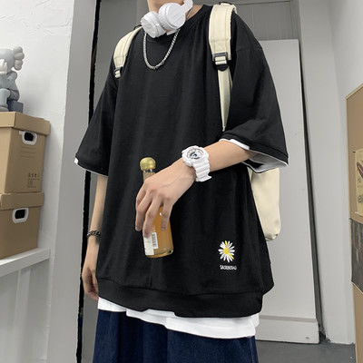 Casual φαρδύ μπλουζάκι με στρογγυλή λαιμόκοψη και 3/4 μανίκια