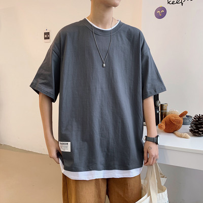 Casual φαρδύ μπλουζάκι με στρογγυλή λαιμόκοψη και 3/4 μανίκια