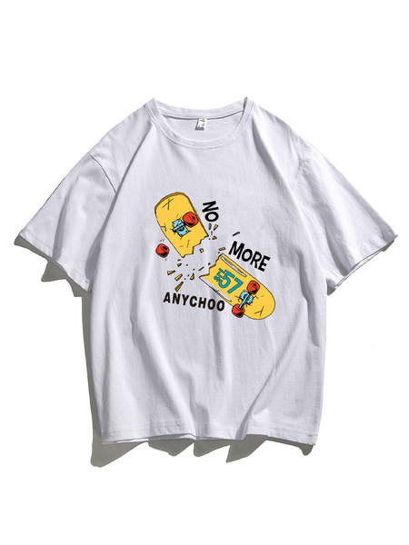 Широка тениска с апликация и къс ръкав