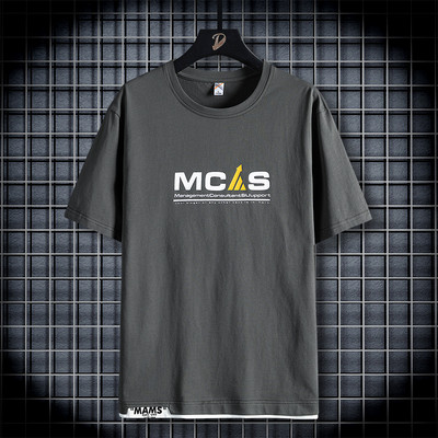 Aplikatsiooni ja ümara kaelusega vabaaja meeste T-särk - kuni 8XL