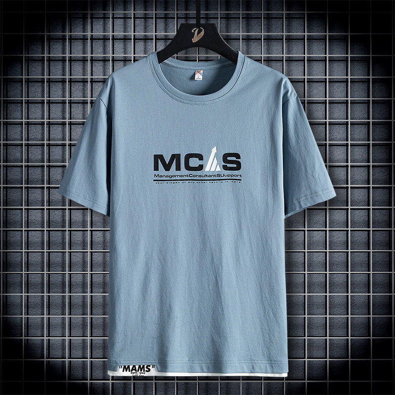 Aplikatsiooni ja ümara kaelusega vabaaja meeste T-särk - kuni 8XL