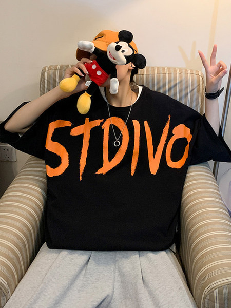 Casual T-särk kirjaga ja 3/4 varrukatega mudeliga