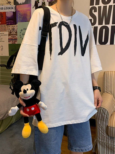 Casual T-särk kirjaga ja 3/4 varrukatega mudeliga