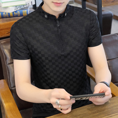 Elegantna muška majica s kratkim rukavima i patentnim zatvaračem