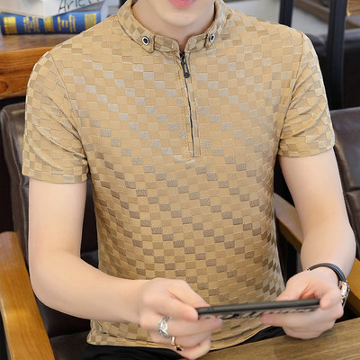 Elegantna muška majica s kratkim rukavima i patentnim zatvaračem