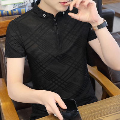 Elegantna muška majica s kratkim rukavima i patentnim zatvaračem