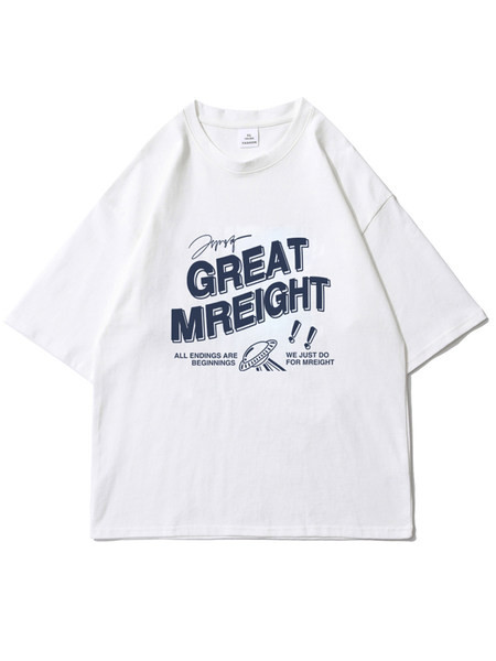 Casual T-särk kirjade ja lühikeste varrukatega - meestele