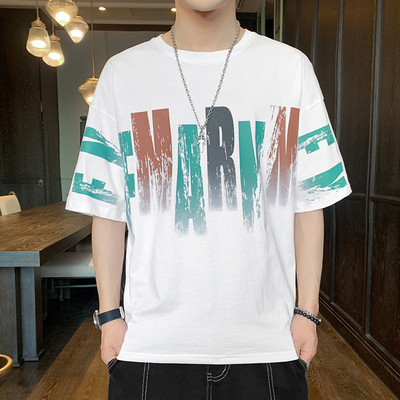 Ανδρικό μπλουζάκι φαρδύ μοντέλου με κοντά μανίκια και έγχρωμη επιγραφή