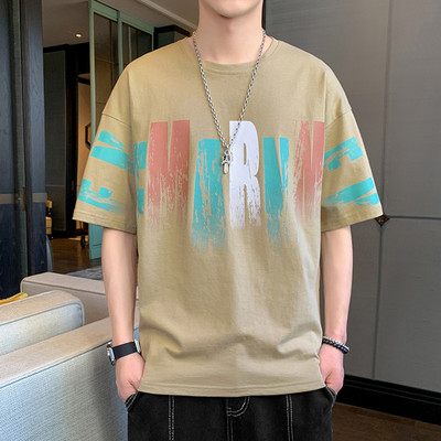 Ανδρικό μπλουζάκι φαρδύ μοντέλου με κοντά μανίκια και έγχρωμη επιγραφή
