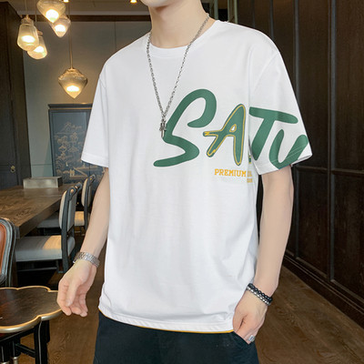 Ανδρικό μπλουζάκι φαρδύ μοντέλου με κοντά μανίκια και έγχρωμη επιγραφή