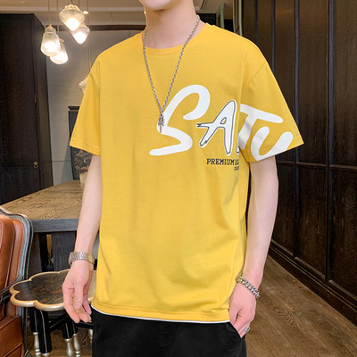 Ανδρικό μπλουζάκι φαρδύ μοντέλου με κοντά μανίκια και έγχρωμη επιγραφή