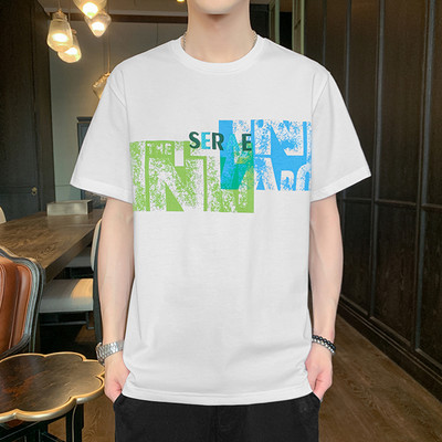 Ανδρικό μπλουζάκι φαρδύ μοντέλου με κοντά μανίκια και έγχρωμη επιγραφή