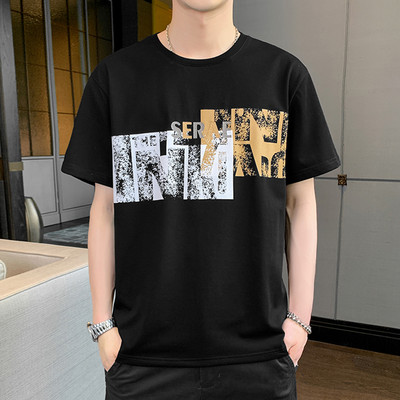 Ανδρικό μπλουζάκι φαρδύ μοντέλου με κοντά μανίκια και έγχρωμη επιγραφή