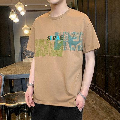 Ανδρικό μπλουζάκι φαρδύ μοντέλου με κοντά μανίκια και έγχρωμη επιγραφή