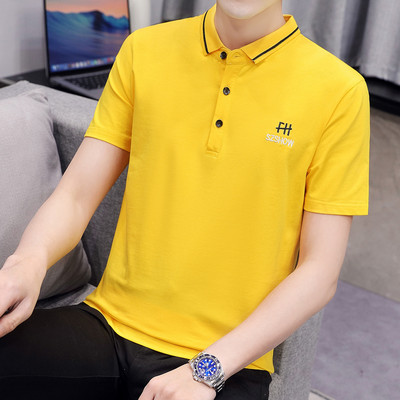 Ανδρική μπλούζα casual με έμβλημα και κλασικό κολάρο