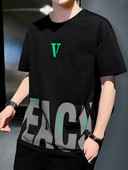 Casual ανδρικό μπλουζάκι με 3/4 μανίκια και επιγραφή