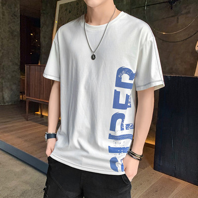 Casual ανδρικό μπλουζάκι με 3/4 μανίκια και επιγραφή