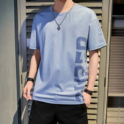 Casual ανδρικό μπλουζάκι με 3/4 μανίκια και επιγραφή