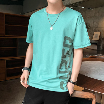 Casual ανδρικό μπλουζάκι με 3/4 μανίκια και επιγραφή