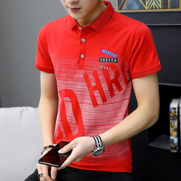 Suvine mitmes värvitoonis aplikatsiooni ja nööpidega meeste t-särk