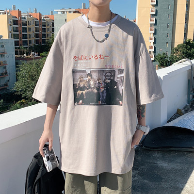 Μπλουζάκι με μανίκια 3/4 και τύπωμα για άντρες