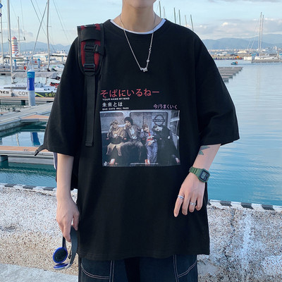 Μπλουζάκι με μανίκια 3/4 και τύπωμα για άντρες