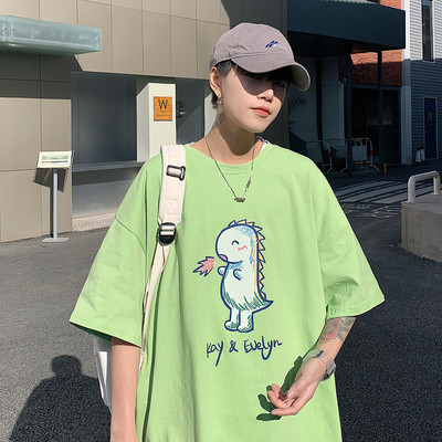 Ανδρικό μπλουζάκι φαρδύ μοντέλο με επιγραφή και κοντά μανίκια