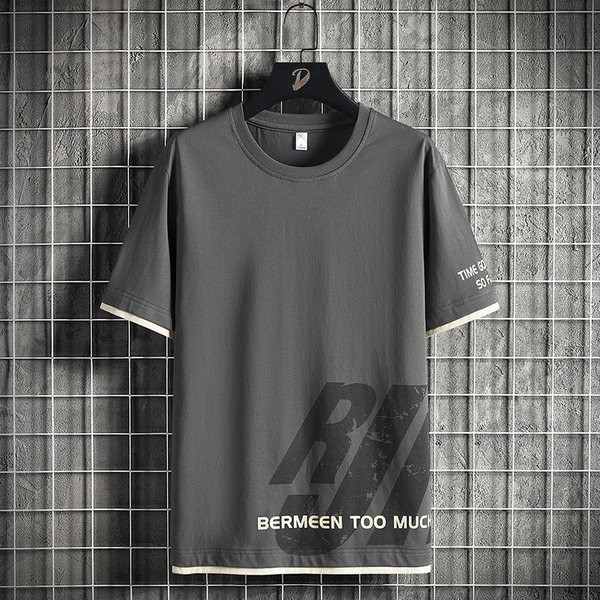 Meeste vabaaja aplikatsiooni ja lühikeste varrukatega T-särk – suurus kuni 8XL