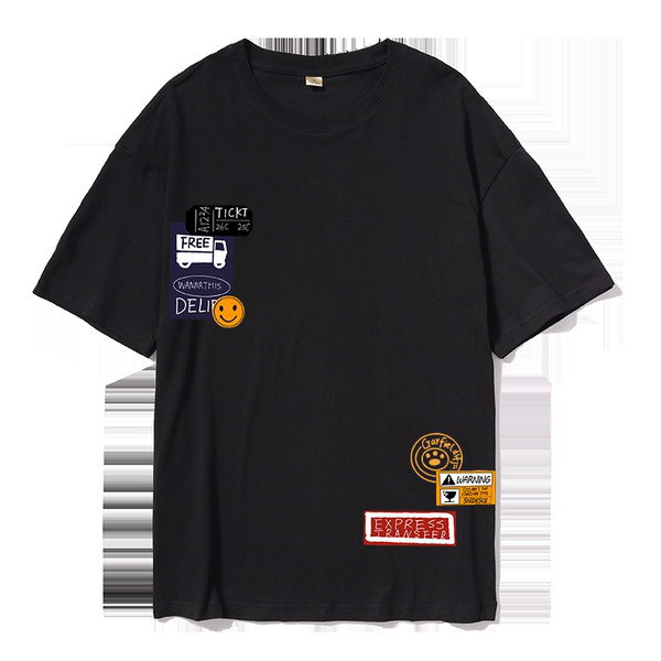 Meeste lai aplikatsiooni ja 3/4 varrukatega T-särk kolmes värvitoonis