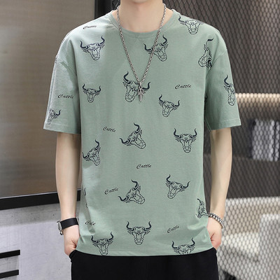 Suvine aplikatsiooni ja 3/4 varrukatega meeste T-särk