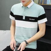 Ανδρική μπλούζα casual με γιακά και κοντά μανίκια