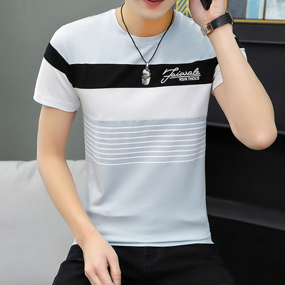 Ανδρική μπλούζα casual με γιακά και κοντά μανίκια