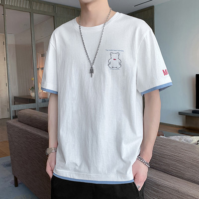 Мъжка тениска с апликация мече и надпис 