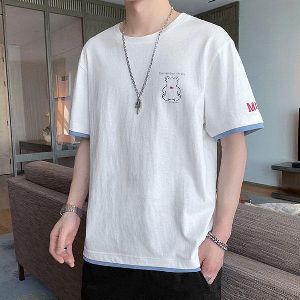 Мъжка тениска с апликация мече и надпис 