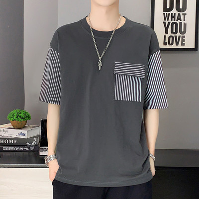 Meeste vabaaja t-särk 3/4 varrukate ja taskuga