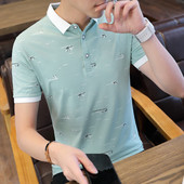 Uue mudeli suvine klassikalise krae ja lühikeste varrukatega meeste T-särk