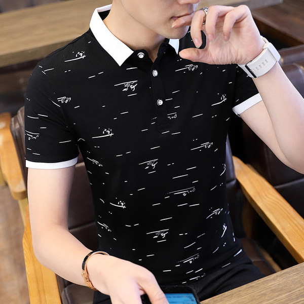 Uue mudeli suvine klassikalise krae ja lühikeste varrukatega meeste T-särk